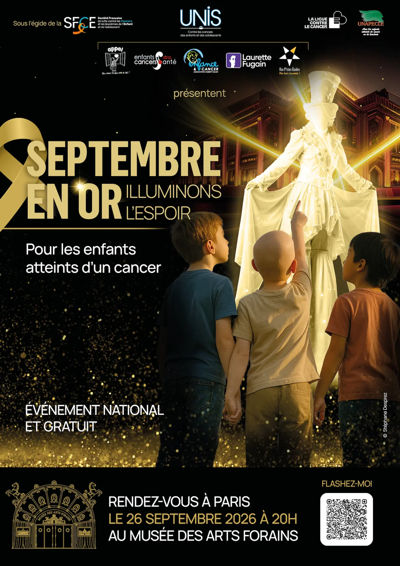 Affiche Septembre en Or 2026 : Illuminons l'espoir pour les enfants atteints d'un cancer
